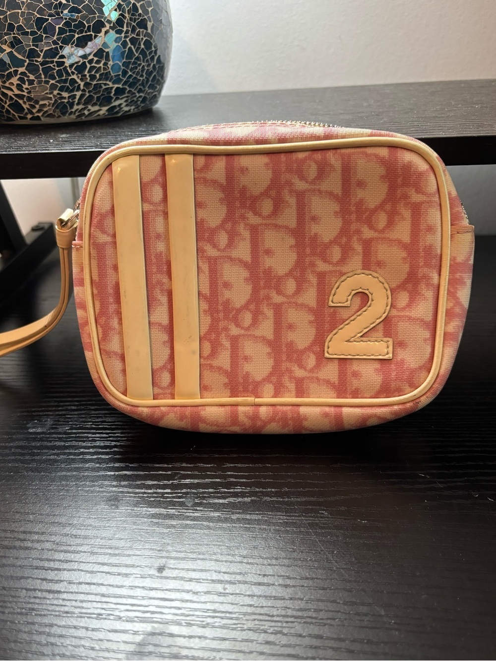 Authentic Christian Dior Vintage Pink Trotter Monogram Pouch Girly Collection #2